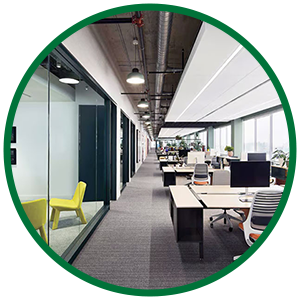Image of office space representing energy-efficient lighting retrofit project solutions.