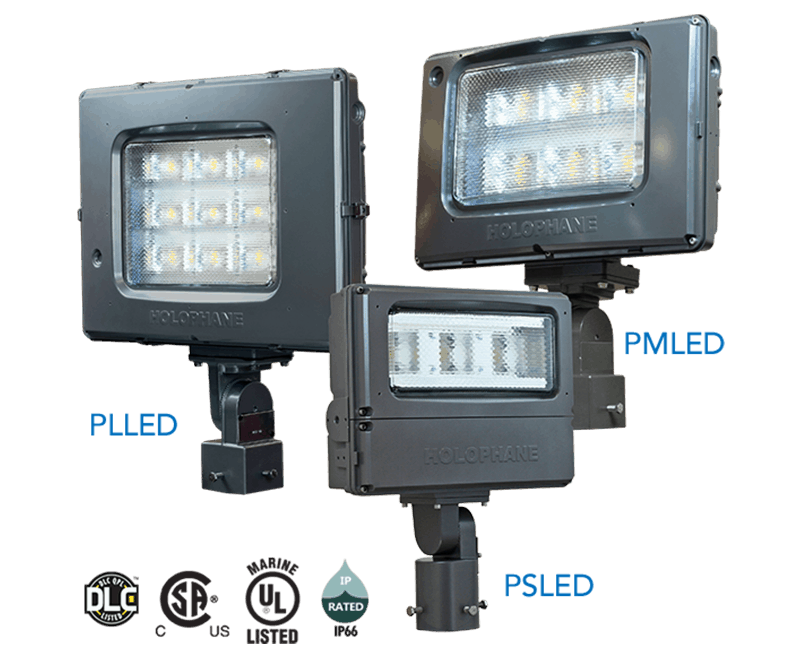 The Predator family of industrial LED floodlights offer three models - PSLED, PMLED, and PLLED.