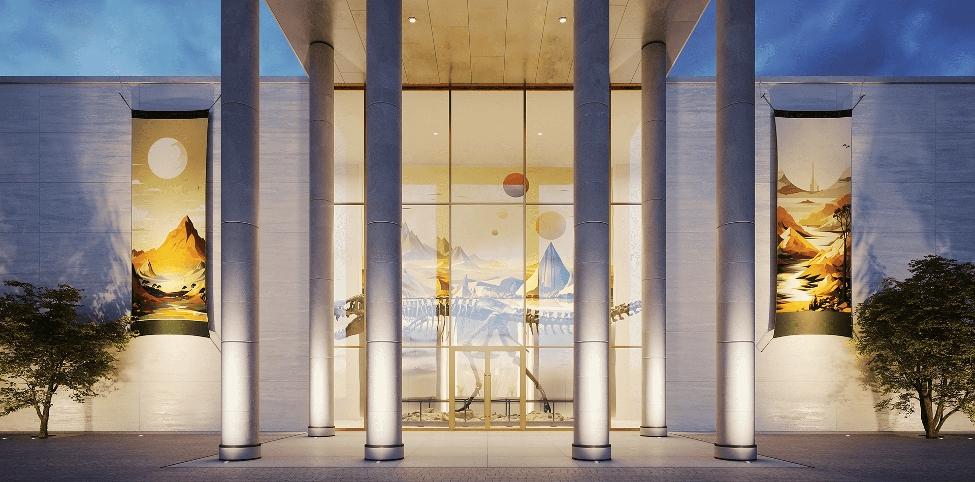 Museum exterior lighting with tunable white Tierra from Hydrel