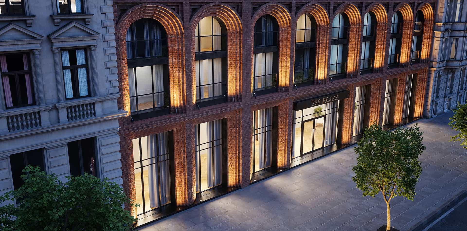 Angled view of hotel lighting with tunable white Tierra from Hydrel