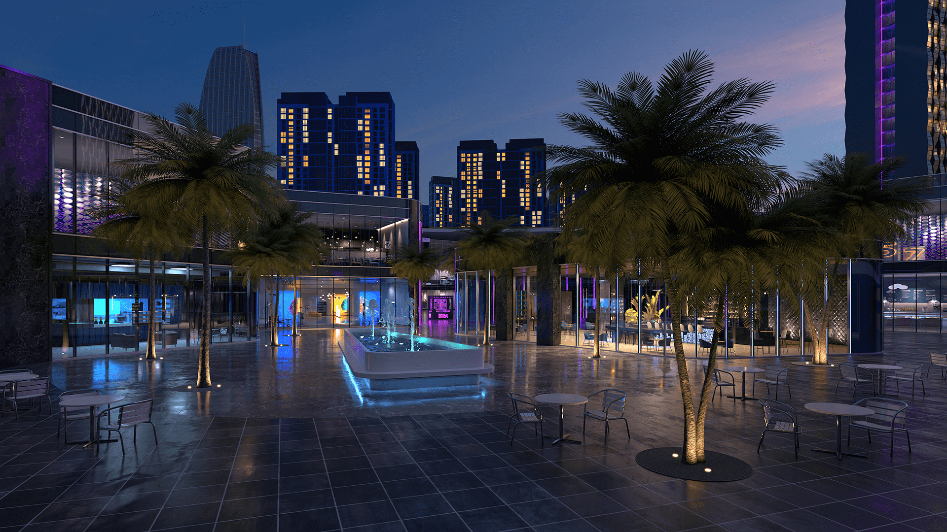 Outdoor business park lighting with Tierra from Hydrel