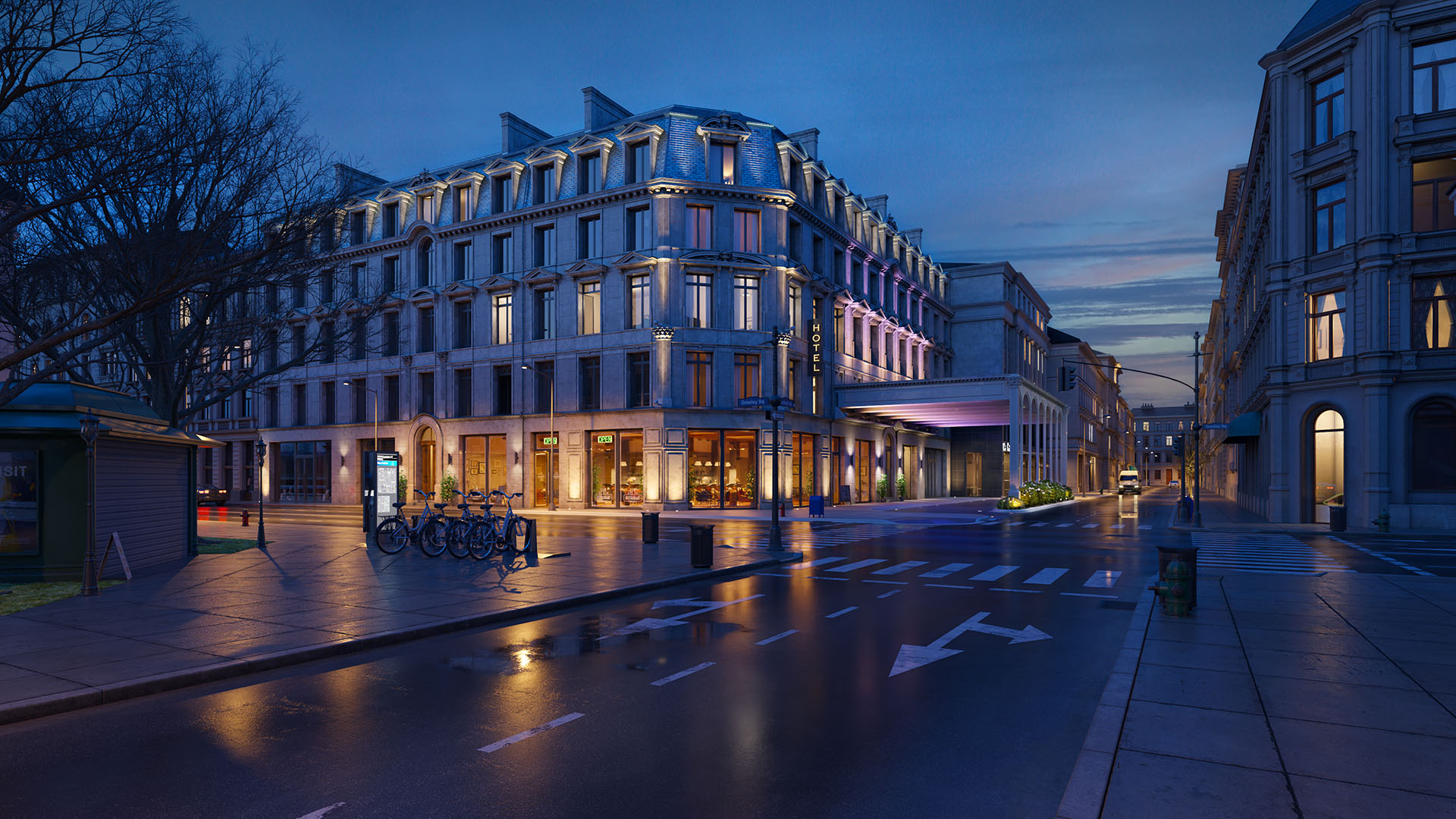 Hotel lighting for beautiful structure during night
