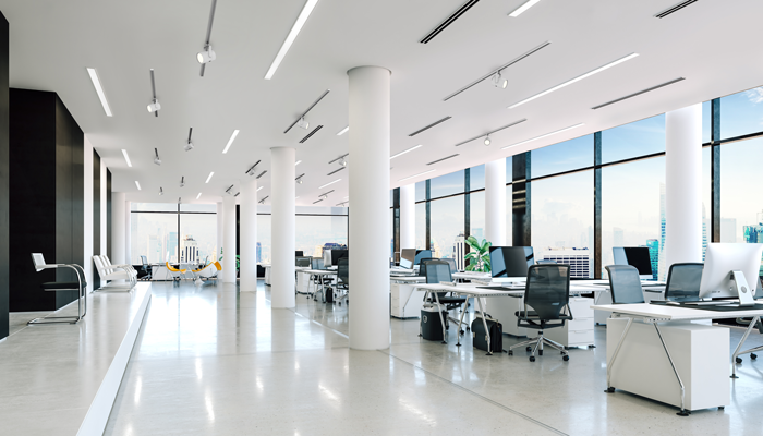 The practical, fashionable design of Juno’s flat back LED track heads compliment and illuminate the sleek aesthetic of an open office space.