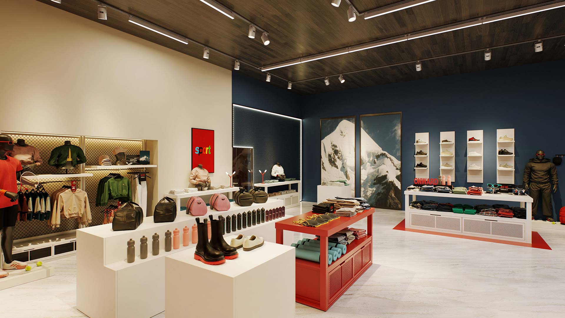 Products in clothing store lit up by Juno Trac Linear Ambient