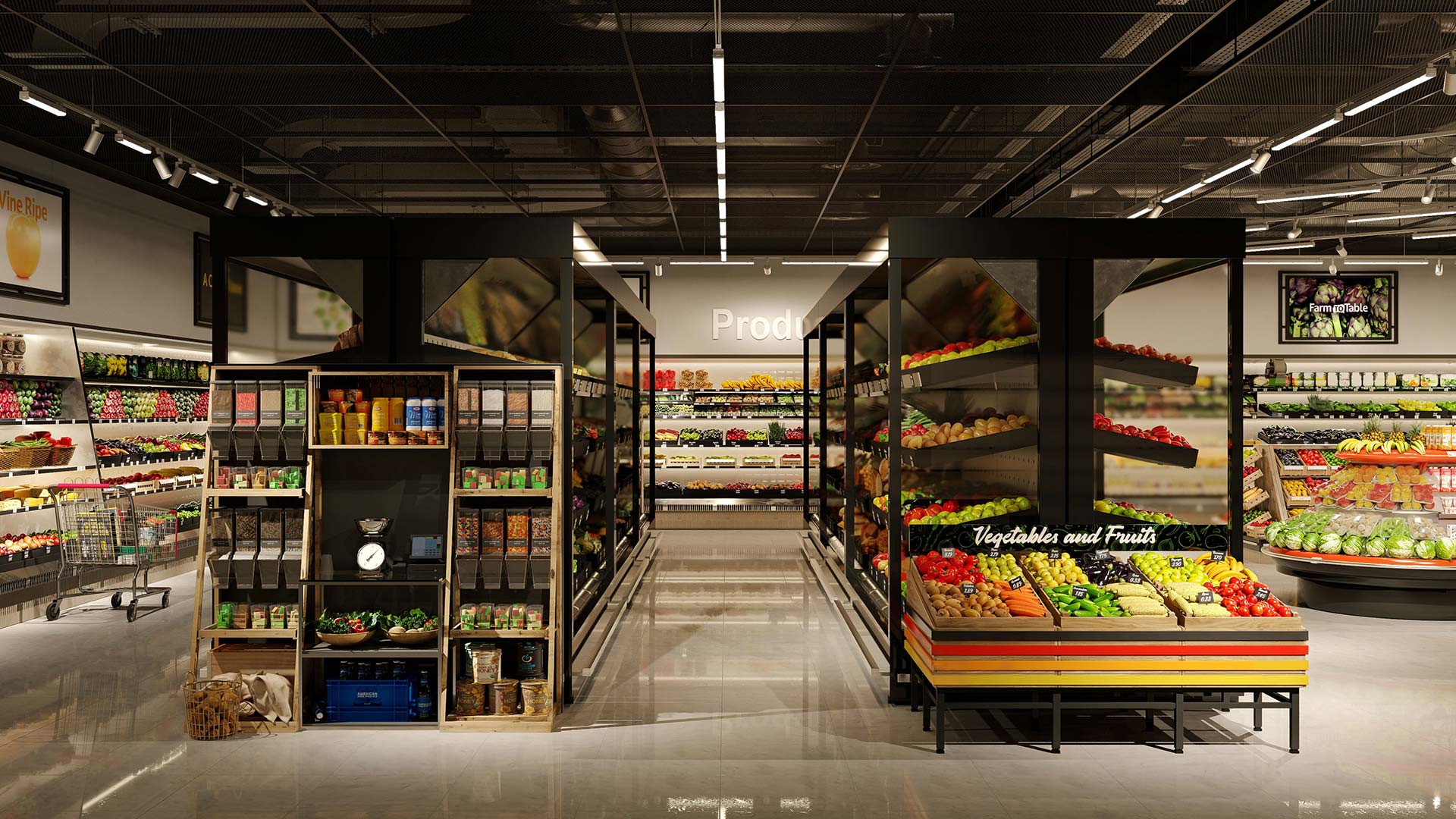 Juno Trac Linear Ambient lighting for grocery store aisle
