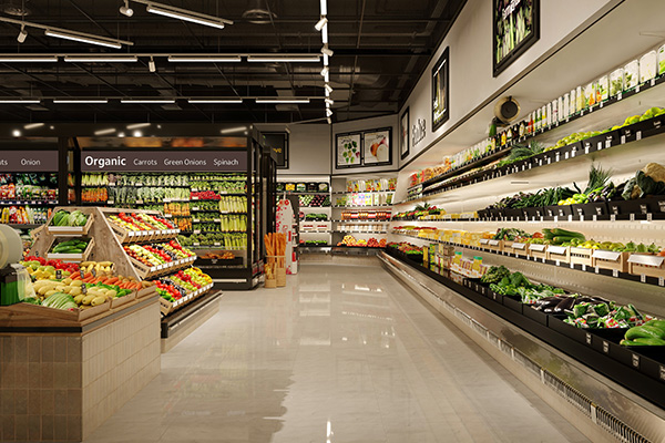 Grocery store illuminated by Juno Trac Linear lighting