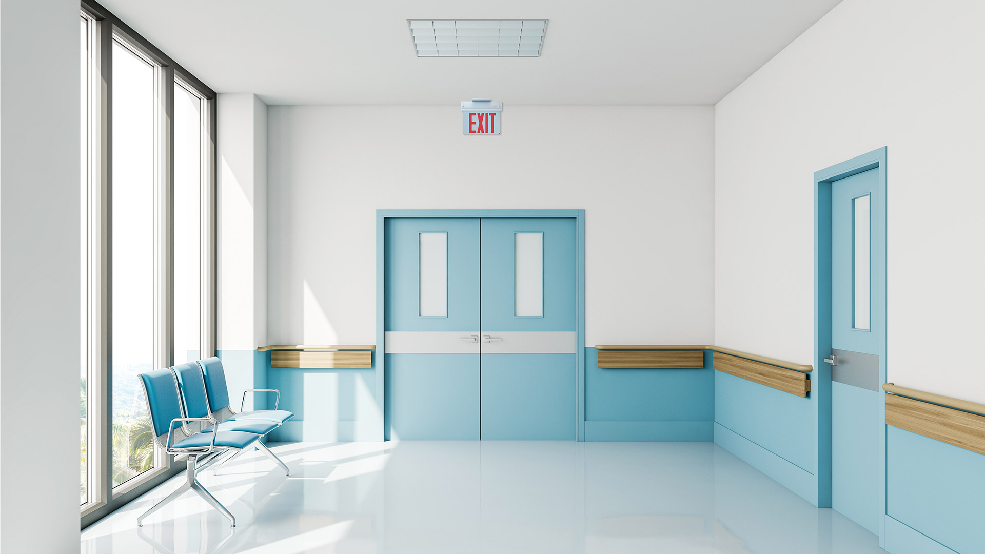 BE-W-R-SM_Ceiling-Mounted_Hospital-Hallway