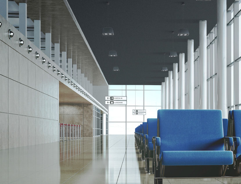 Multilux pendants in airport common area
