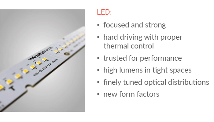 Peerless Olessence LED linear lighting is focused and strong