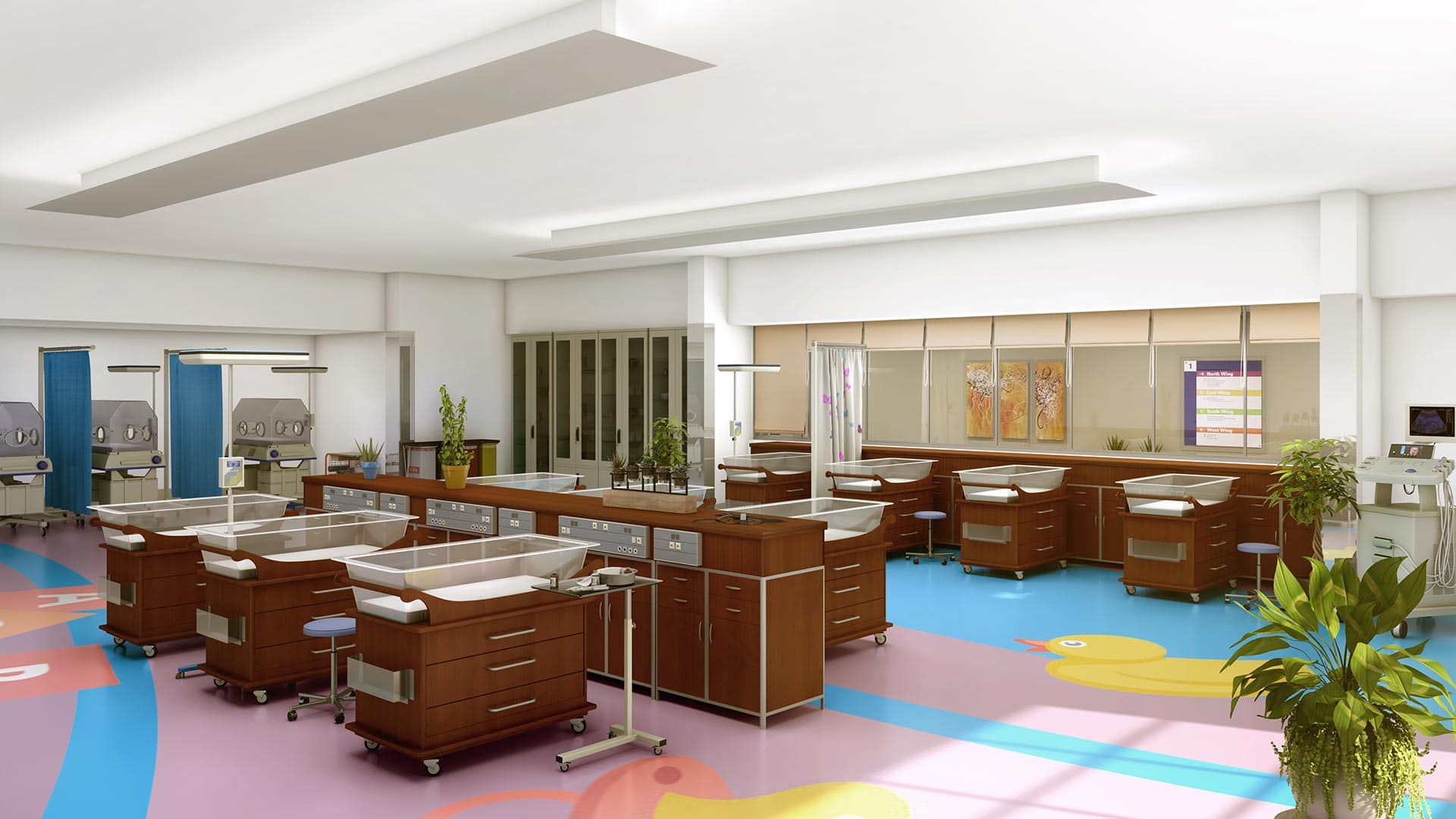 Cove lighting for a hospital nursery