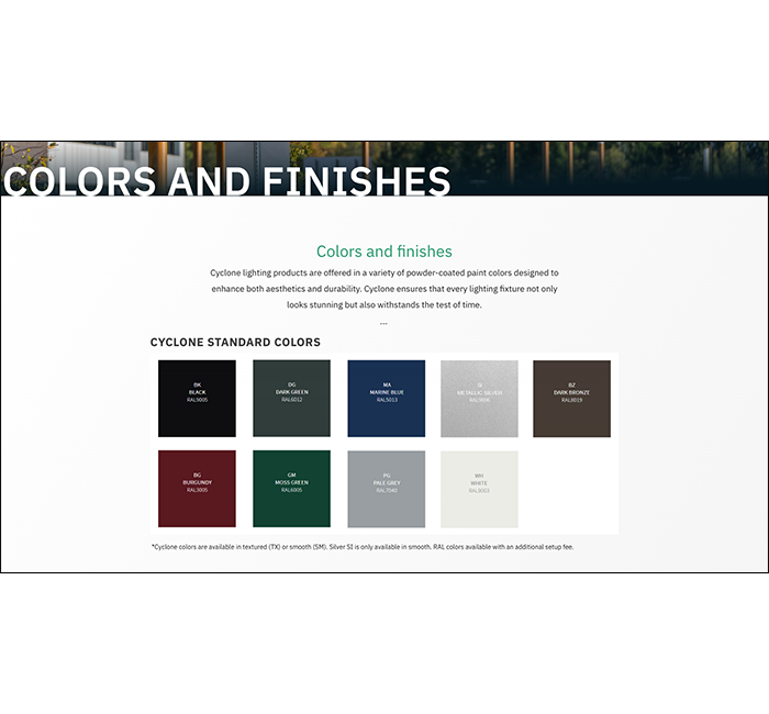 Cyclone Colors and Finishes_700x650